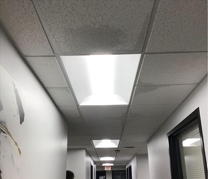 white ceiling with water damage spots